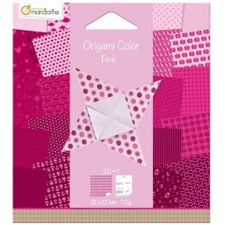 Pacchetto di 20 Fogli Avenue Mandarine Carta Origami Color 20 fogli 12 x 12 cm 70g, Rosa