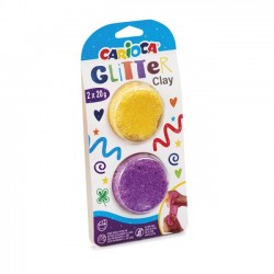 Carioca Glitter Clay Pasta modellabillabile Glitter Giallo e Viola 2x20g