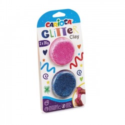 Carioca Glitter Clay Pasta modellabillabile Glitter Rosa e Blu 2x20g