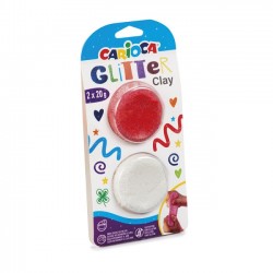 Carioca Glitter Clay Pasta modellabillabile Glitter Rosso e Bianco 2x20g