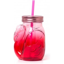 Bicchiere in Vetro con Tappo e Cannuccia - Flamingo Legami