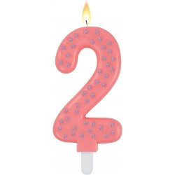 MAXI CAKE CANDLE - NUMBER 2 - PINK