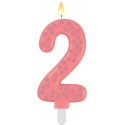 MAXI CAKE CANDLE - NUMBER 2 - PINK