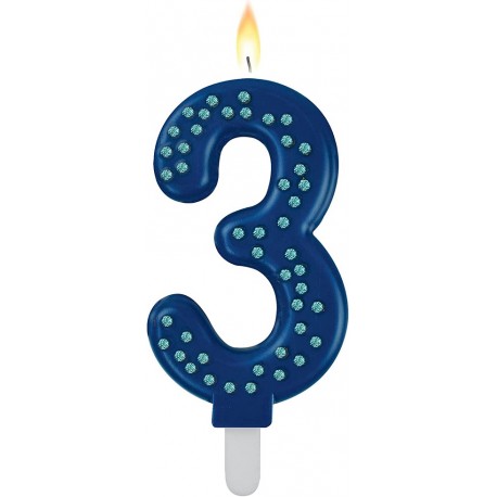 MAXI CAKE CANDLE - NUMBER 3 - BLUE