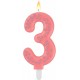 MAXI CAKE CANDLE - NUMBER 3 - PINK