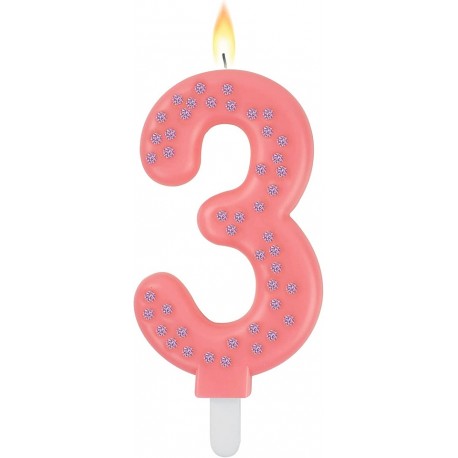 MAXI CAKE CANDLE - NUMBER 3 - PINK