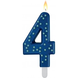 MAXI CAKE CANDLE - NUMBER 4 - BLUE