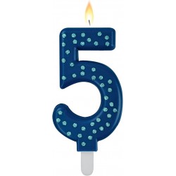 MAXI CAKE CANDLE - NUMBER 5 - BLUE