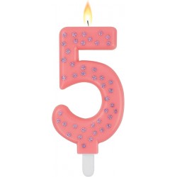 MAXI CAKE CANDLE - NUMBER 5 - PINK