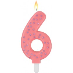 MAXI CAKE CANDLE - NUMBER 6 - PINK