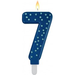 MAXI CAKE CANDLE - NUMBER 7 - BLUE