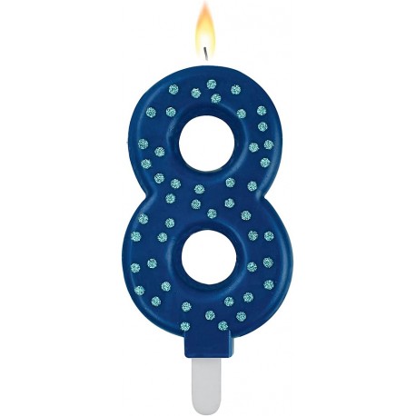 MAXI CAKE CANDLE - NUMBER 8 - BLUE