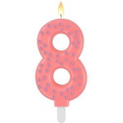 MAXI CAKE CANDLE - NUMBER 8 - PINK