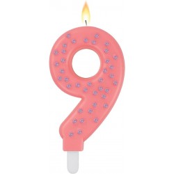 MAXI CAKE CANDLE - NUMBER 9 - PINK