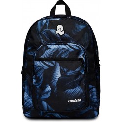 Zaino Invicta Backpack Fantasy Nero con Foglie Blu