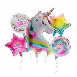 Set di 5 Palloncini per Festa di Compleanno - Let's Party Unicorn