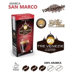 100 CAPSULE CAFFE' TRE VENEZIE NESPRESSO ARABICA DI SAN MARCO 100% ARABICA